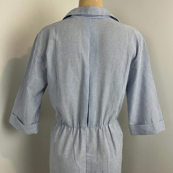 VTG Willi of California Womens M/L Blue White Striped Nautical Button Down Dress - Picture 8 of 13